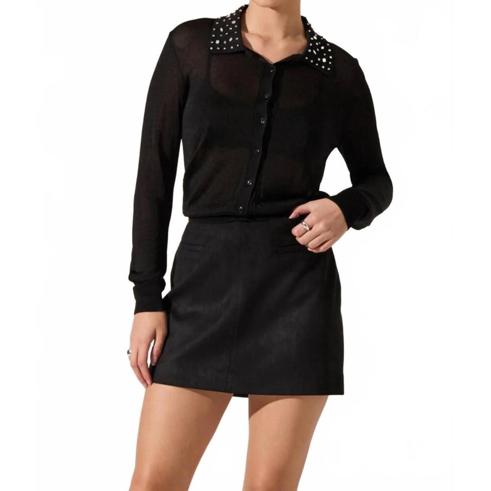 NEW ASTR gem cardigan in black